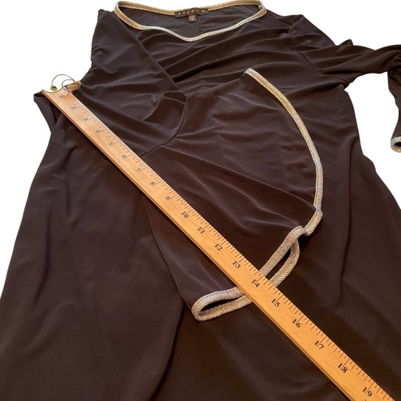 Tiana B Black Dress with Flared/Bell sleeves-Silver Trim-Size Medium NWT - Picture 9 of 10